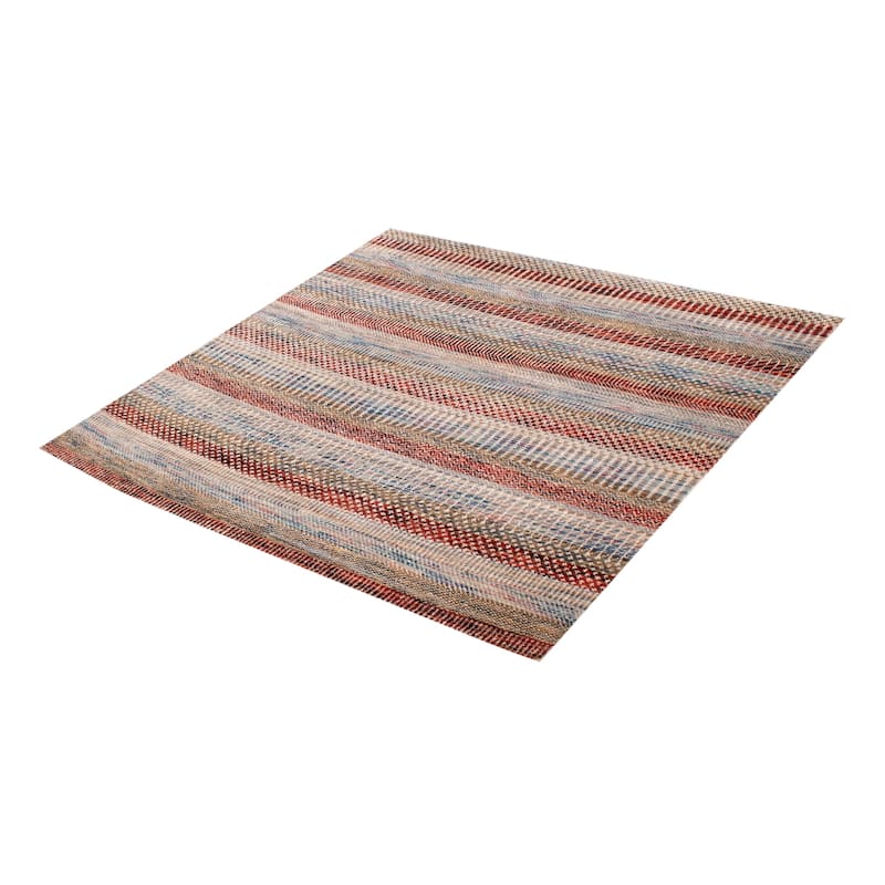 ECARPETGALLERY Hand-knotted Silk Shadow Multi Color Viscose, Wool Rug - 6' 9" x 6' 10"