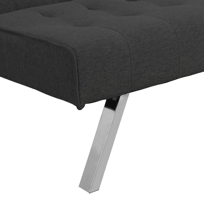Multifunctional Black Fabric Futon Sofa Bed, 68x33x32 inches
