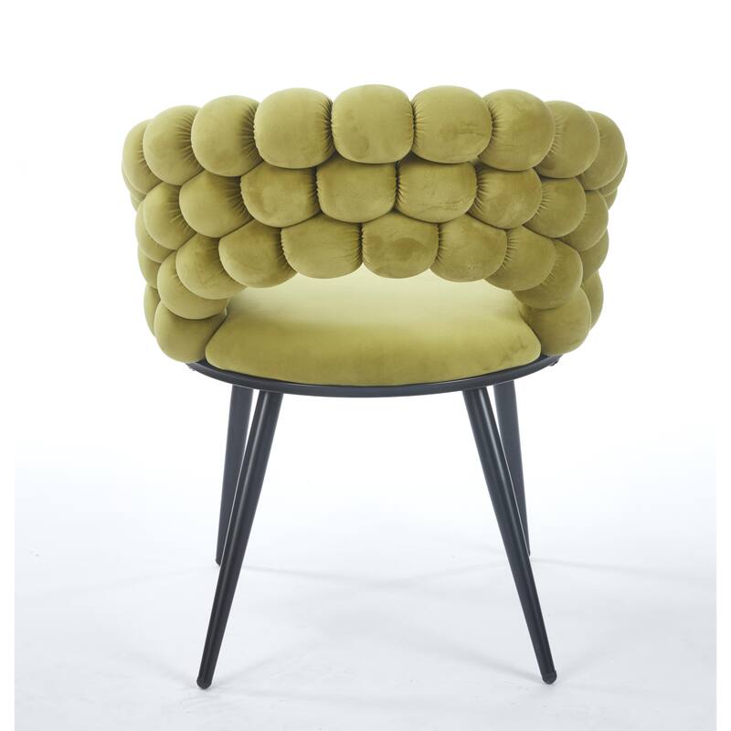 Fabric Modern Chairs (Set of 2) with Golden Iron Tube Legs, Soft Cushions, and Comfortable Backrest