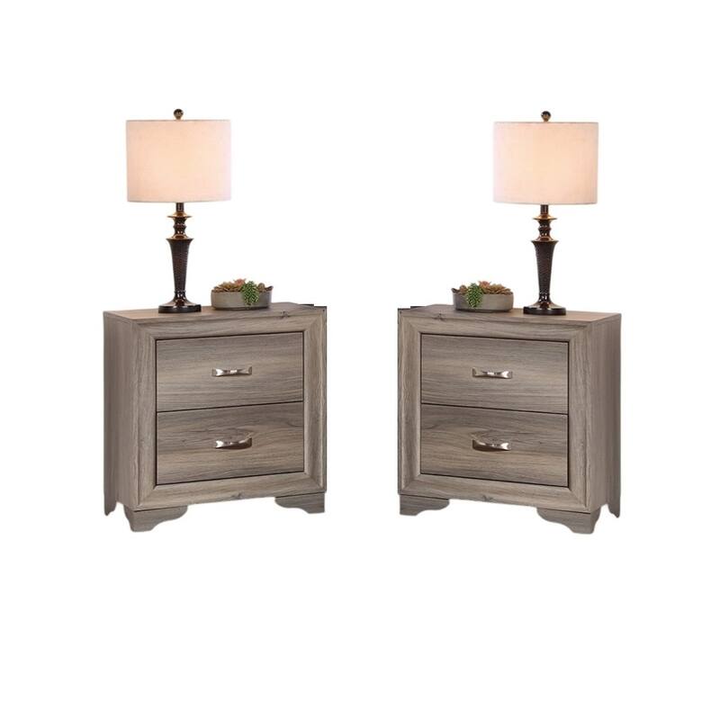 1pc Nightstand Wooden Bedside Table 2- Drawers
