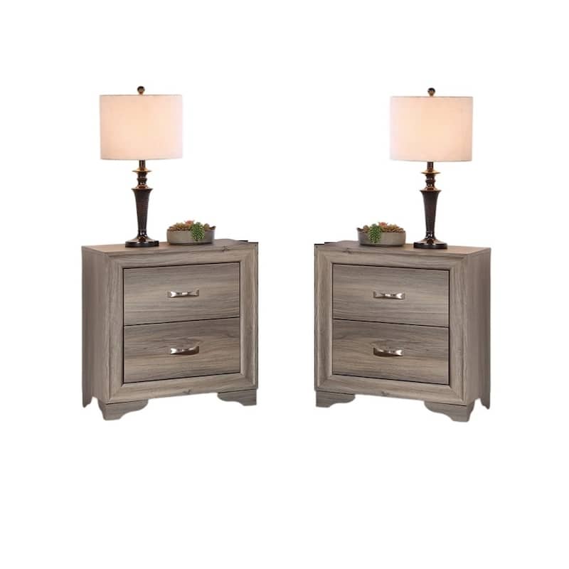 Modern 1pc Nightstand Wooden Bedside Table 2- Drawers Bedroom Furniture