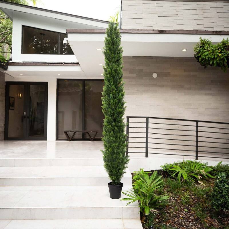 9ft. UV Resistant Artificial Cedar Pine Tree (Indoor/Outdoor) - Durable Seasonal Holiday X-Mas Décor