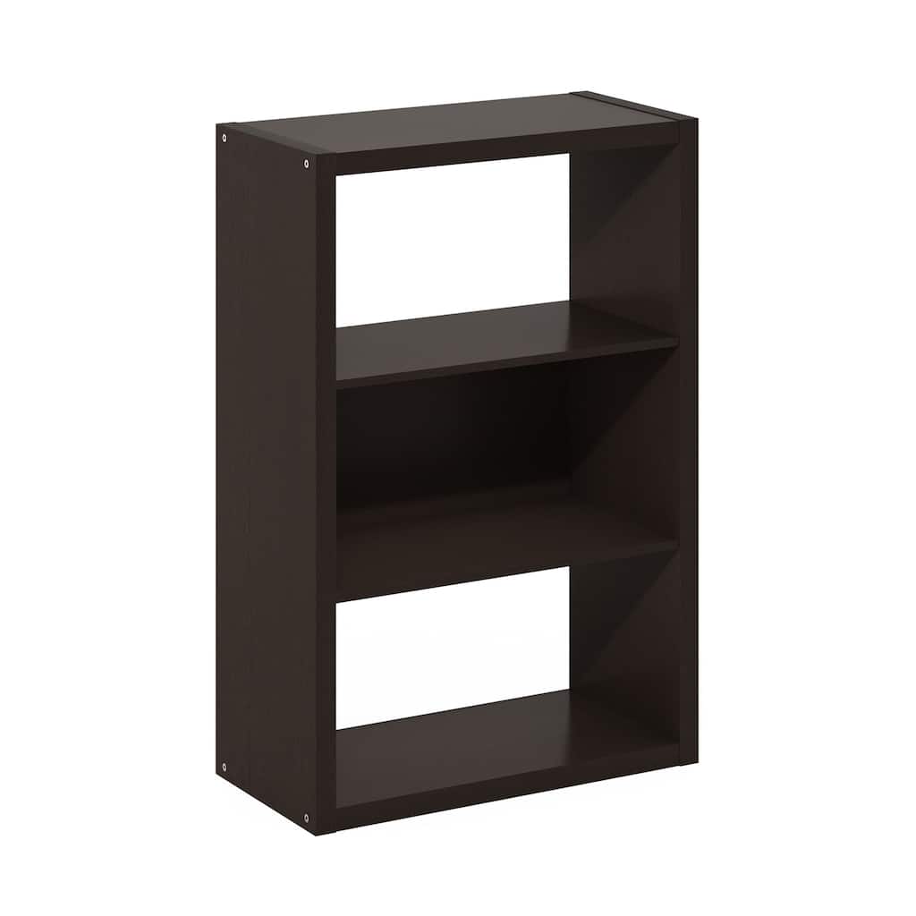 35.91 in. Tall Dark Oak Wood 3-Shelf Bookcase