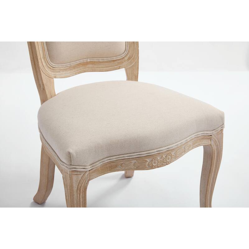 Set of 2 French Country Dining Chairs, Upholstered with Fan-Shaped Back