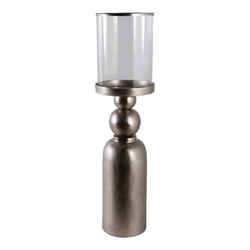 Aluminum Glass Floor Candle Holder Elegant Removable Hurricane