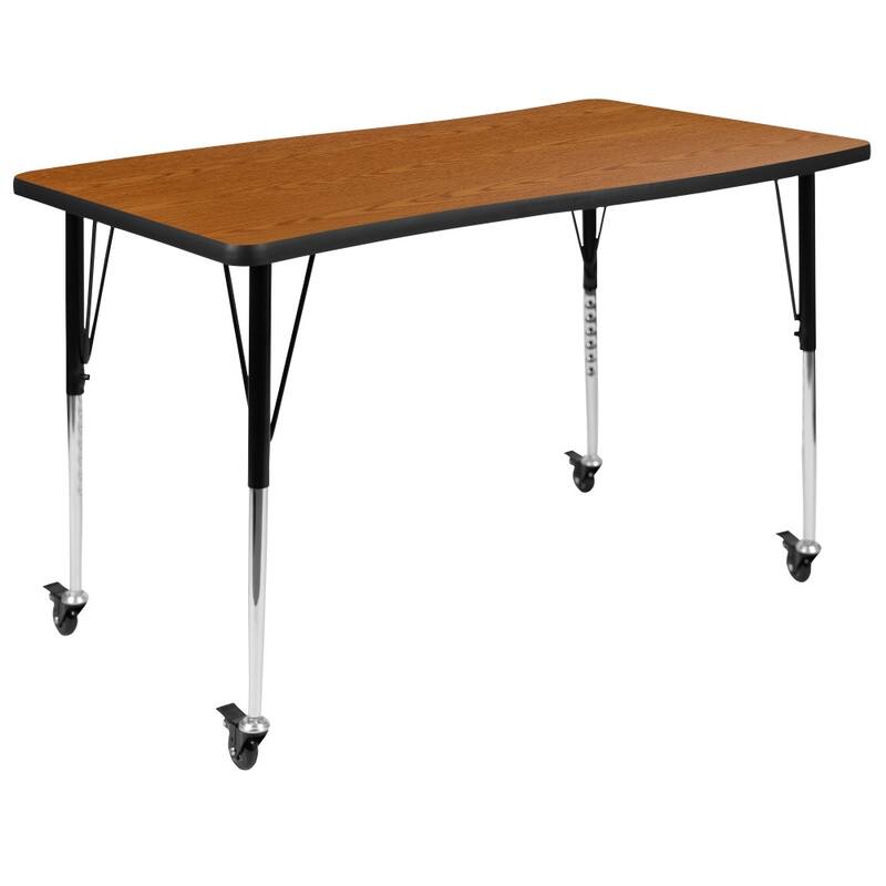 Mobile 28"Wx47.5"L Rectangular Wave Collaborative Grey Adjustable Activity Table