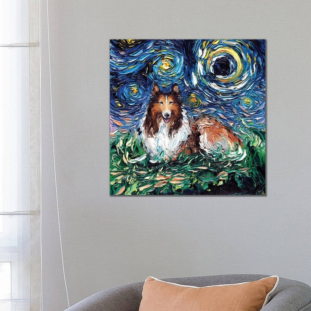 iCanvas "Collie Night" by Aja Trier Canvas Print