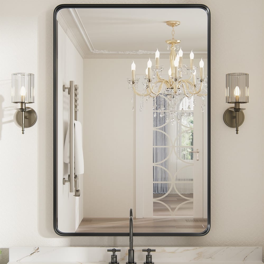 Contemporary Rounded Rectangle Metal Frame Wall Mirror