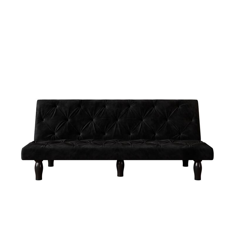 66" Black Velvet Sofa Bed Transforms Seamlessly