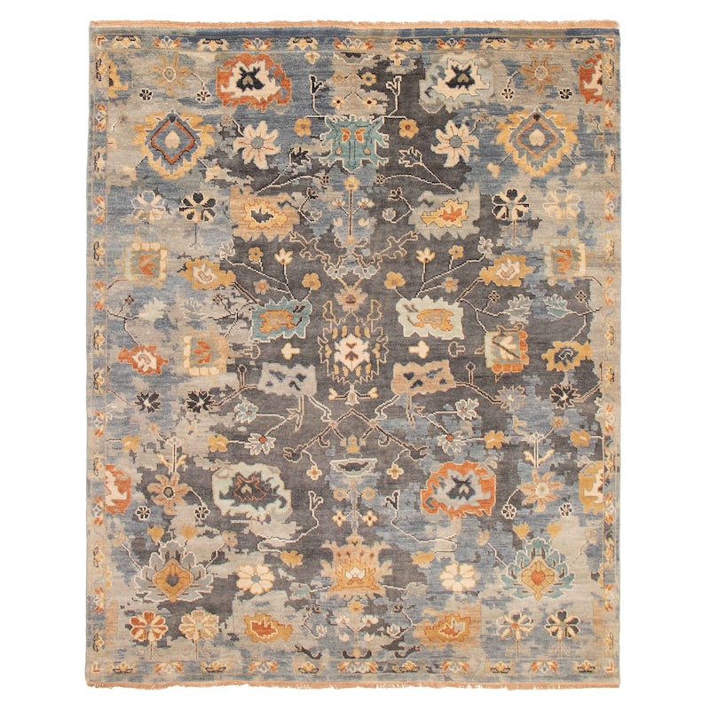 ECARPETGALLERY Hand-knotted Modern Oushak Dark Grey Wool Rug - 8'2 x 9'11 - Dark Grey - 8'2 x 9'11