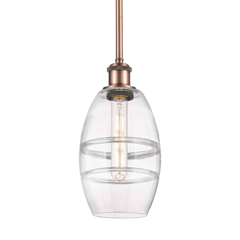 Innovations Lighting 516-1S-9-6 Vaz Pendant Vaz 6" Wide Mini Pendant - Antique Copper / Clear
