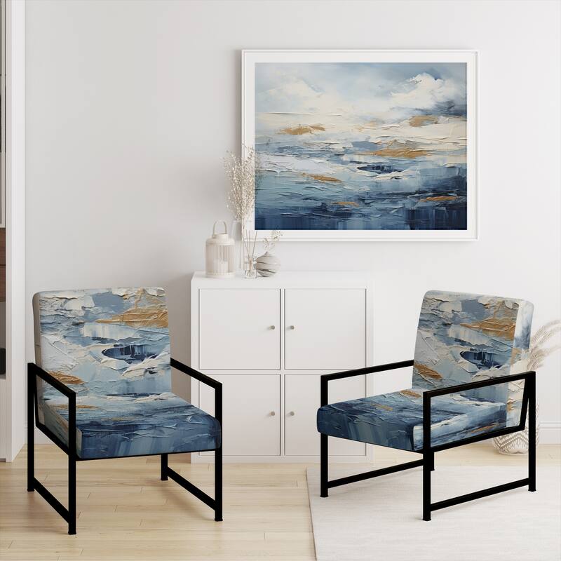 Designart "Beach Scandinavian Solitude III" Upholstered Abstract Accent Chair and Nautical & Coastal Arm Chair - Multiple Color