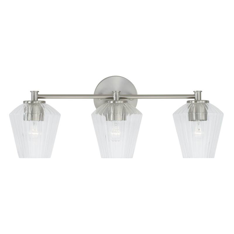 3-light 24-inch Bath/ Vanity Fixture w/ Clear Fluted Glass