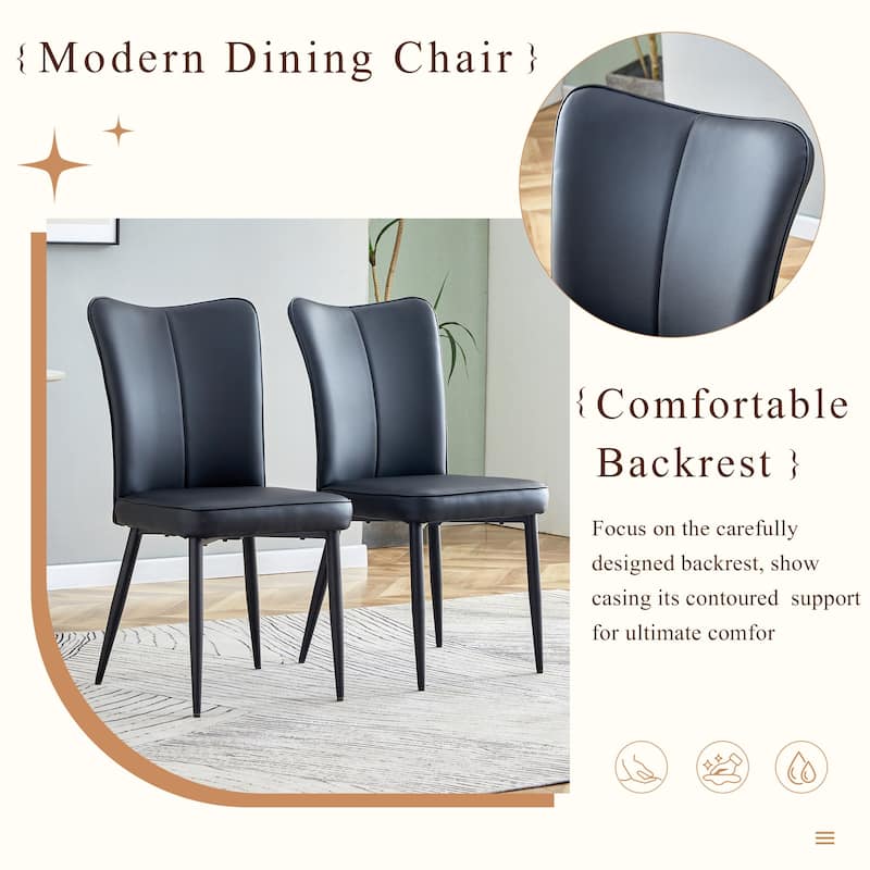 5-Piece Dining Table Set.67 * 35.4 inch wood grain MDF dining table with 4 PU chairs with a vertical stripe design