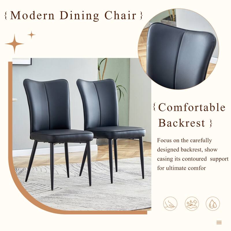 Dining Set with Dining Table and PU Leather Dining Chairs, Simple Upholstered Chairs with Metal Legs