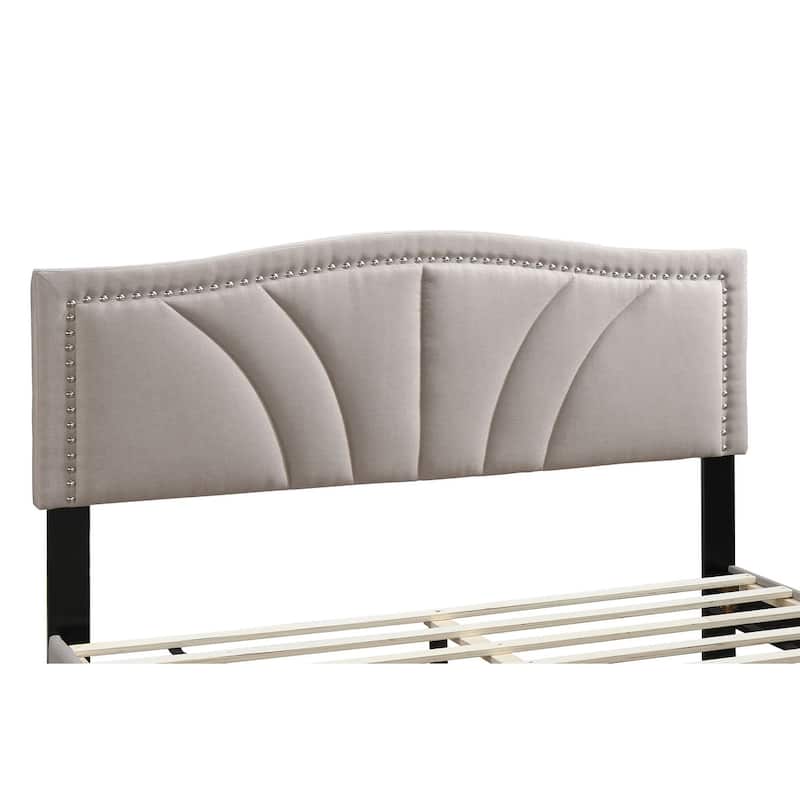 Queen Size Upholstered Platform Bed with Diamond Stitch Headboard and Modern Platform Design