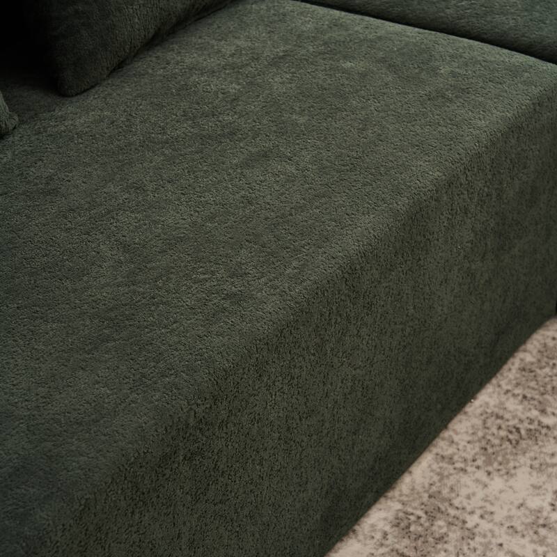 129.5" Chenille Memory Foam Sectional Sofa with Deep Seat, No Installation Required, and Quick Rebound Foam