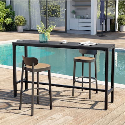 Pellebant Patio Outdoor Bar Table Rectangle Pub Table Dining Table