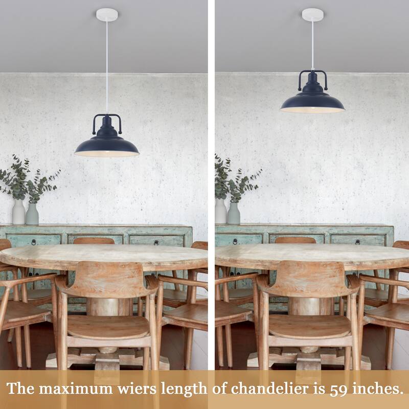 1-Light Rustic Hanging Kitchen Pendant Light Island Ceiling Light with Metal Shade for Dining Room