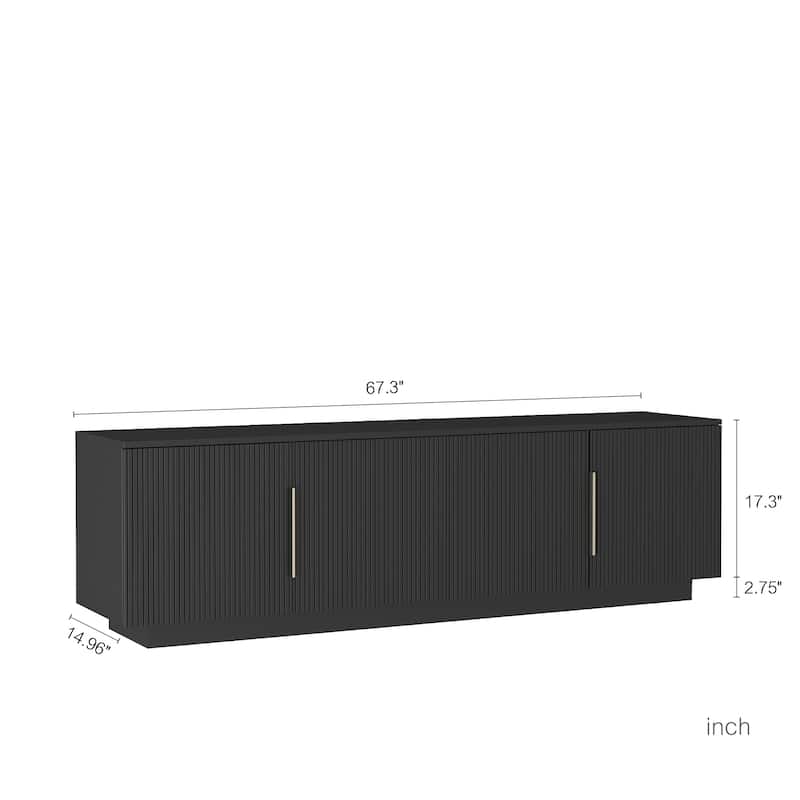 68" Modern TV Stand with 16-Color LED Lights, Entertainment Center Cabinet for 55-65 Inch TVs with Storage
