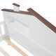 preview thumbnail 5 of 5, Kids Full Bed with House-Shaped Headboard and Guardrail, Wood Platform Bed Frame with Built-in Storage and LED Light, White