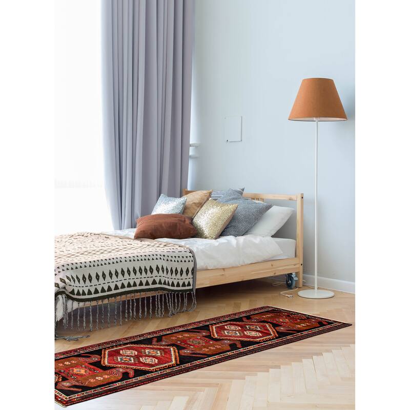 ECARPETGALLERY Hand-knotted Konya Anatolian Black, Red Wool Rug - 3'5 x 10'8