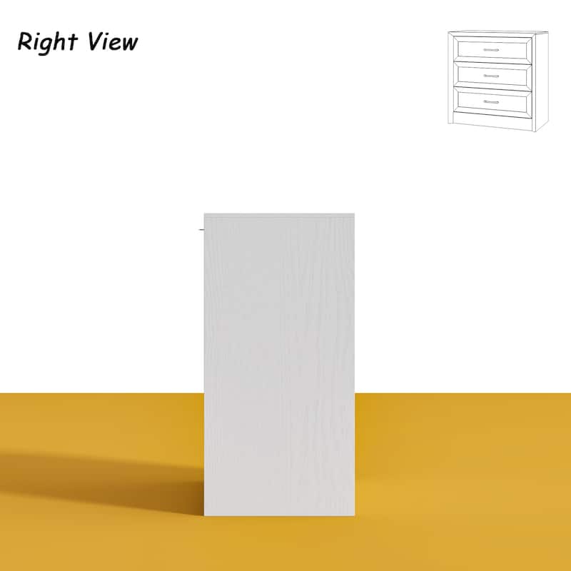 Modern 3-Drawer Wood Dresser for Bedroom, Wide Storage Chest with Metal Handles, Nightstand Cabinet