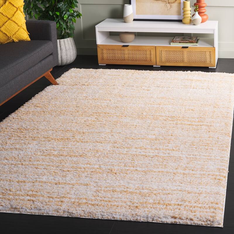 SAFAVIEH Rumi Shag Rosalee Shag Rug - 5'3" x 7'6" - Gold/Ivory
