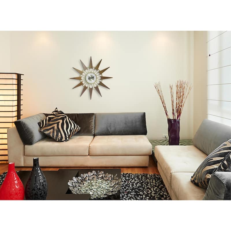 Nova Starburst Mid-century Wall Clock by Infinity Instruments - 30.5 x 1.625 x 30.5