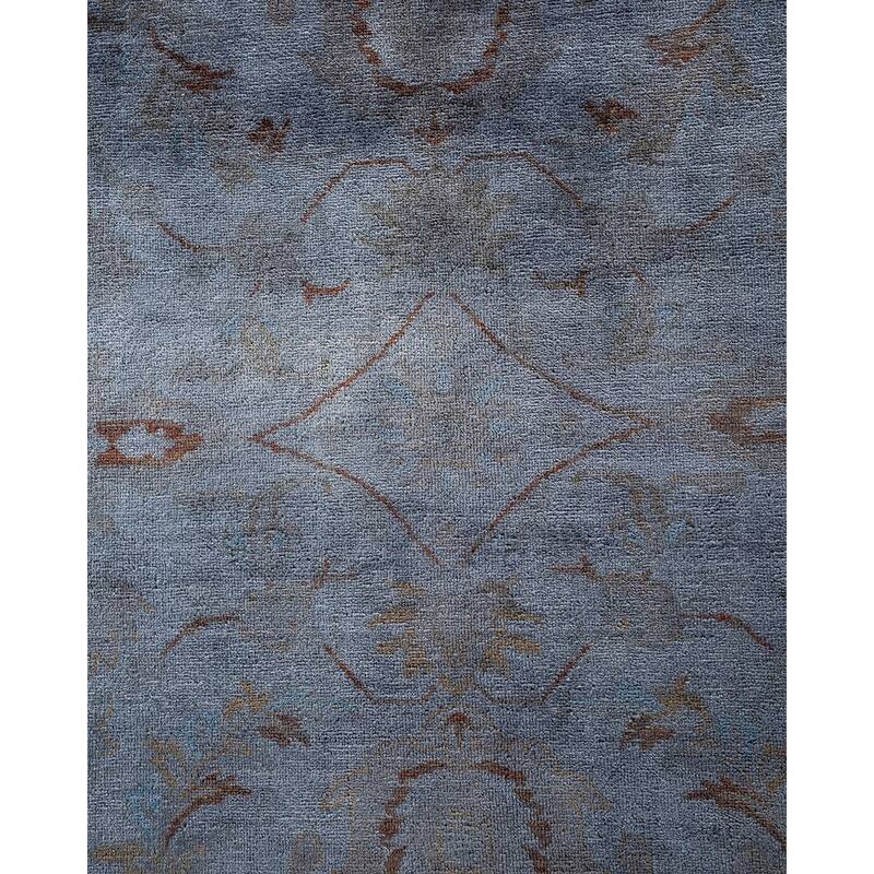 Overton Hand Knotted Wool Vintage Inspired Modern Contemporary Overdyed Gray Area Rug - 9' 1" x 12' 1"
