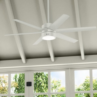 Hunter 60" Solaria Outdoor Ceiling Fan w/ LED Light, Wall Control, Damp-Rated - Windmill, Industrial, Contemporary - ENERGY STAR