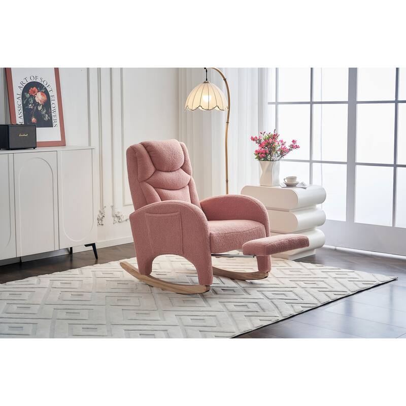 Fabric Upholstered Nursery Rocking Chair with Adjustable Footrest
