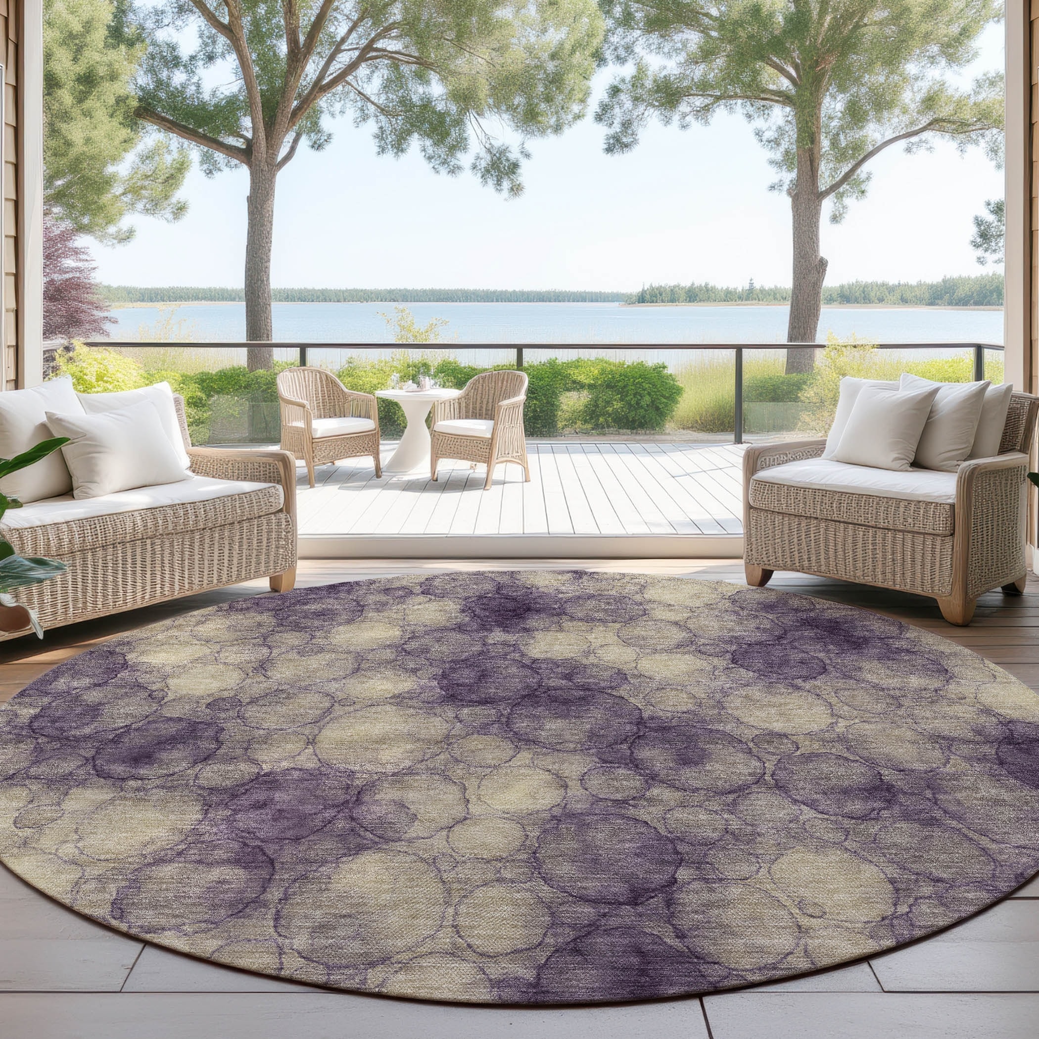 Machine Washable Indoor/ Outdoor Modern Aby Chantille Rug