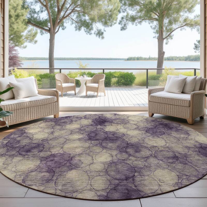 Machine Washable Indoor/ Outdoor Modern Aby Chantille Rug - Plum - 8' x 8'
