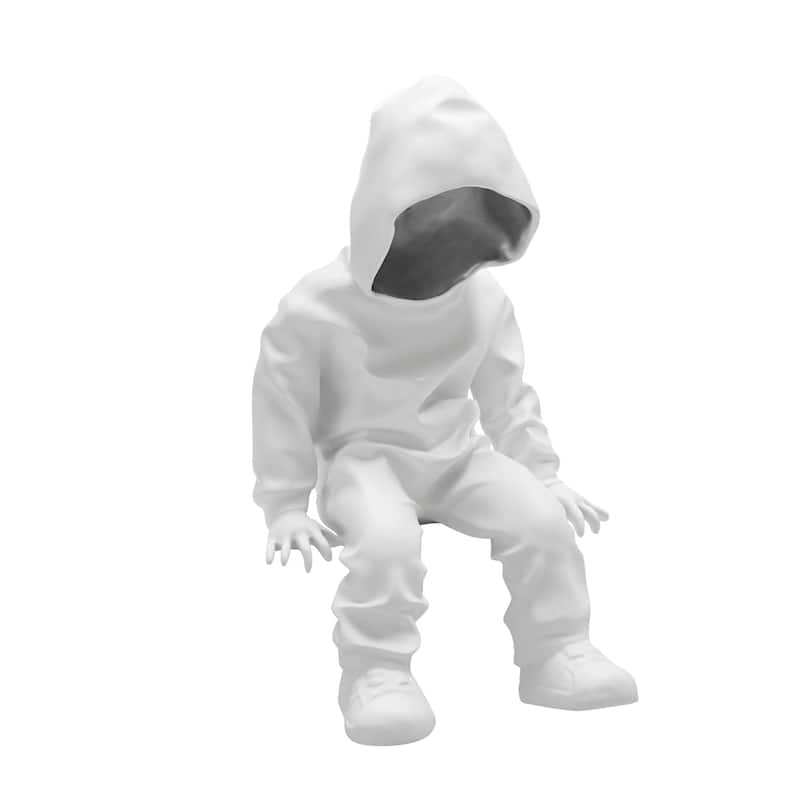 Cool Dude with Hoodie White & Chrome Resin Sculpture