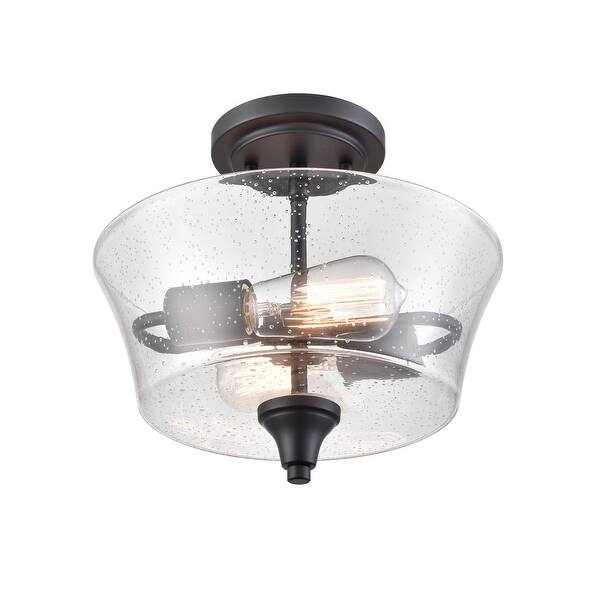 slide 2 of 9, Millennium Lighting Caily 2 Light Semi-Flush Mount Ceiling Fixture in Multiple Finishes with Seeded Glass Shade Matte Black
