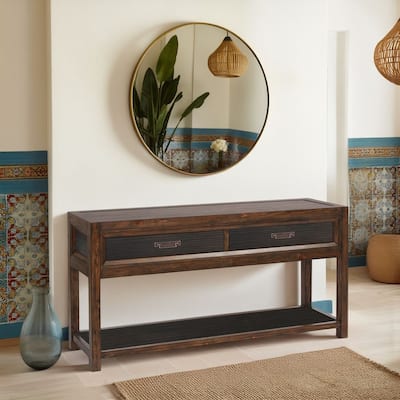 Bridgevine Home Branson 2-drawer Sofa Table, No Assembly Required, Two-Tone Finish