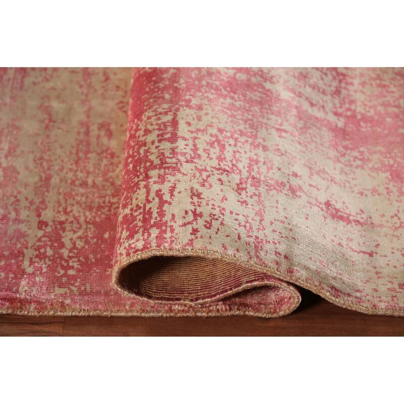 Contemporary Abstract Indian Area Rug Hand-Knotted Wool Carpet - 5'6"x 7'6"