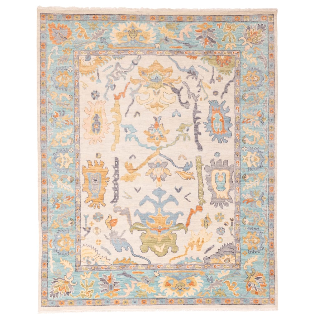 ECARPETGALLERY Hand-knotted Modern Oushak Ivory Wool Rug - 8'3 x 9'11