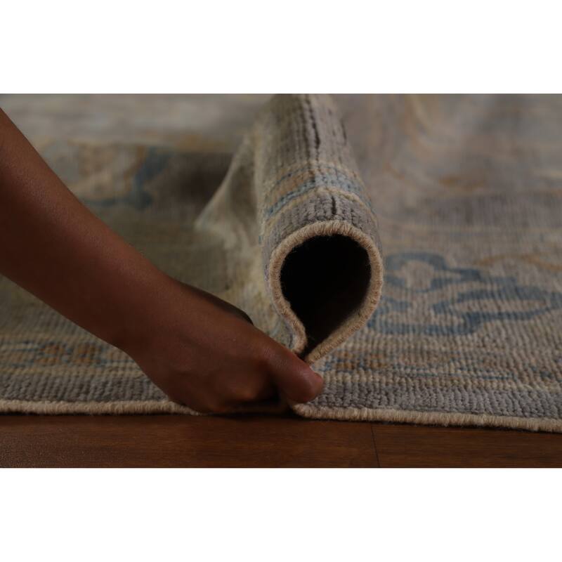 Hand Knotted Oriental 100% Wool Carpet Transitional All-Over Greys & Charcoal Oushak Area Rug - 12' 4'' X 9' 3''