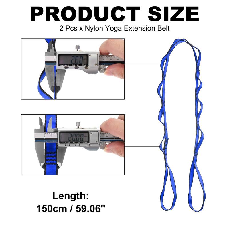 25KN Daisy Chain Yoga Extend Belt 1.5M, 2Pcs Climbing Straps for Exercise - 1.5M - Blue