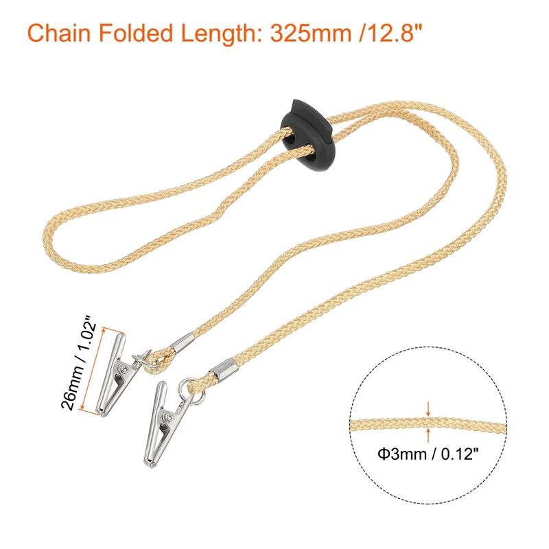 12.8" Napkin Chain Adjustable Bib Holder Chain Sun Hat Strap Cord Lanyard, Beige