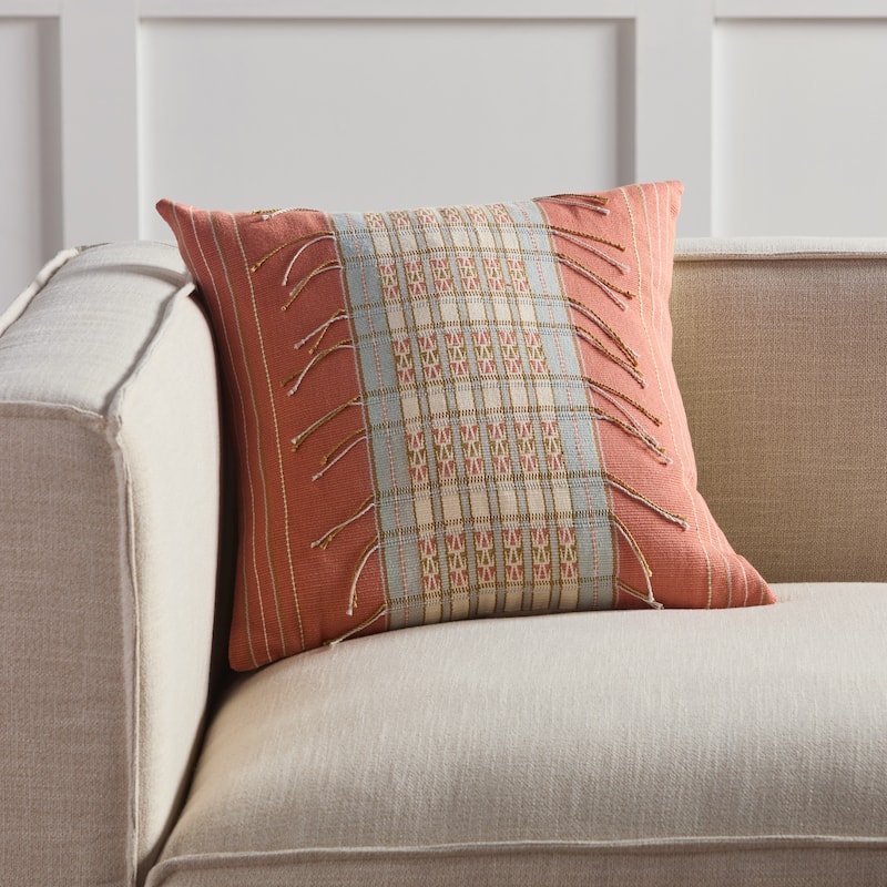 Malazar Tribal Coral/ Blue Pillow