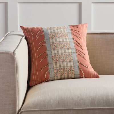 Malazar Tribal Coral/ Blue Pillow