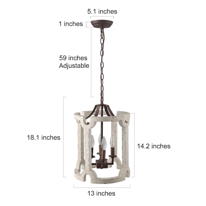 The Gray Barn Farmhouse 3/4-Light Wood Chandelier Lantern Foyer Island Lights