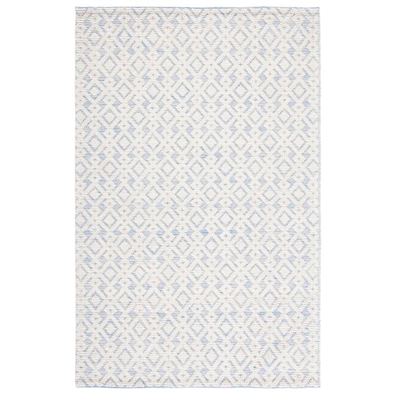 SAFAVIEH Vermont Handmade Meda Geometric Wool Area Rug - 6' Square - Ivory/Blue