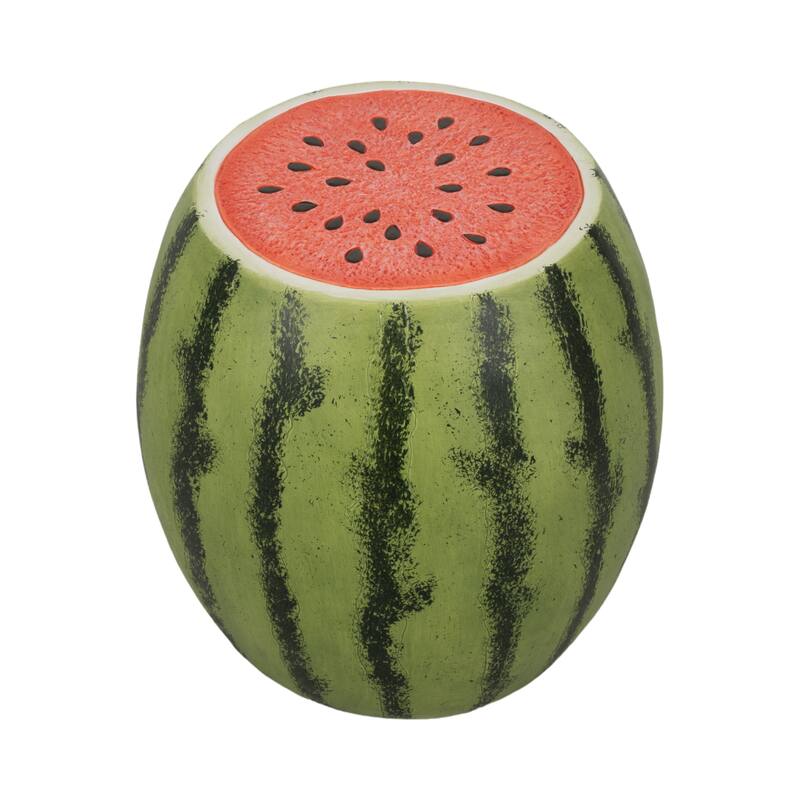 Resin Textured Watermelon Garden Stool - Green, 17"