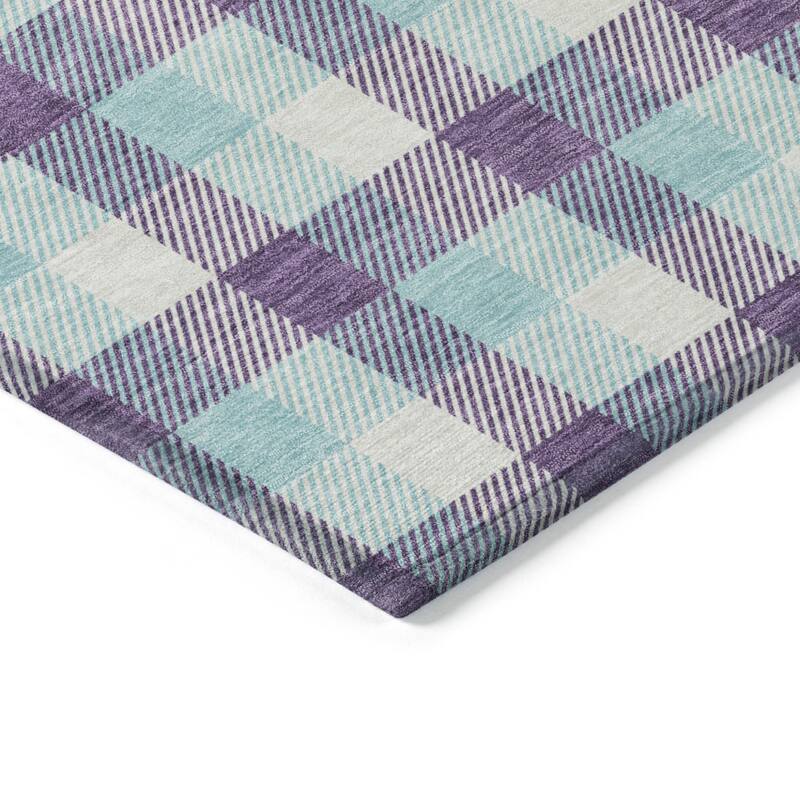 HomeRoots Plaid Transitional Rectangle Outdoor Rug