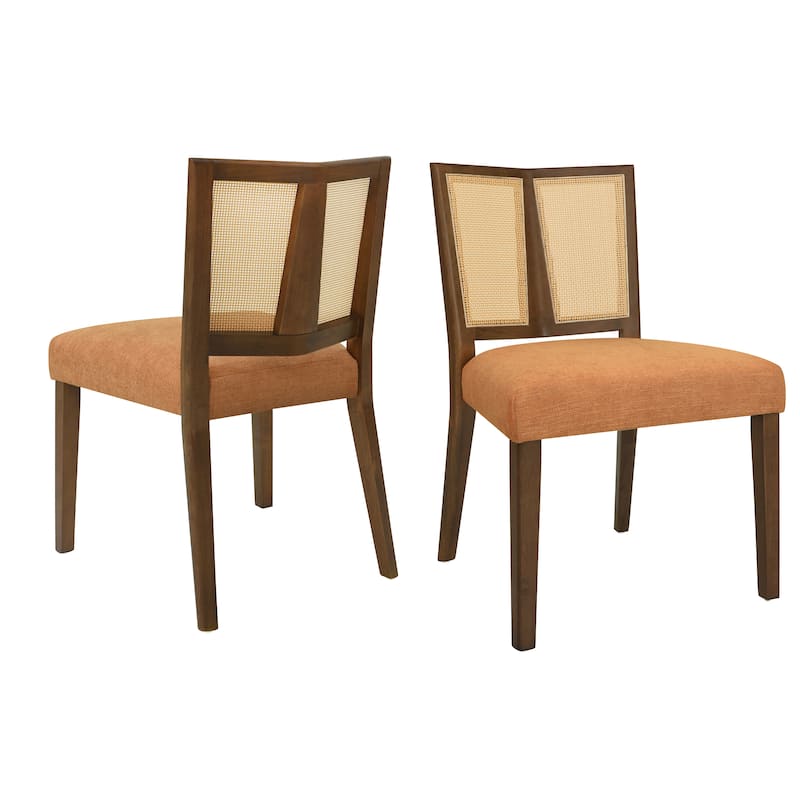 Christopher Knight Home - Oliver Mid-Century Rattan Back Upholstered Dining Chair Set of 2