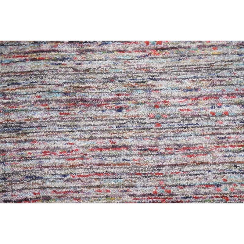 Multi-Color Striped Gabbeh Oriental Area Rug Handmade Wool Carpet - 7'11"x 9'9"